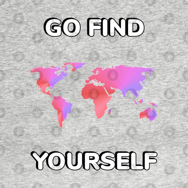 Go find yourself - pink world map by brightnomad